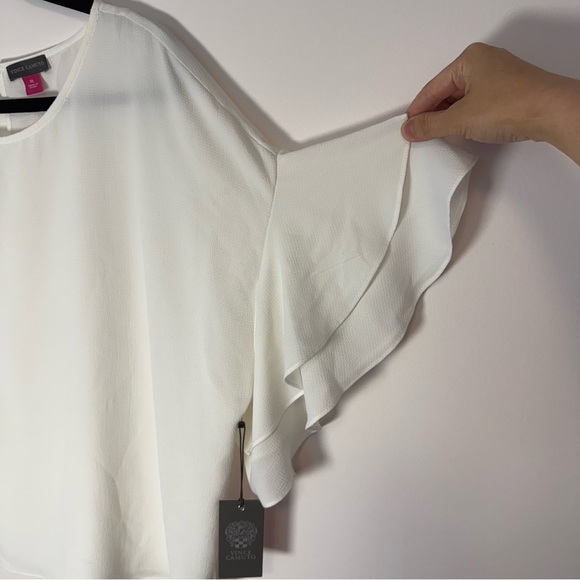 NWT VINCE CAMUTO Elegant White Ruffle Sleeve Top Size XL - Picture 4 of 8
